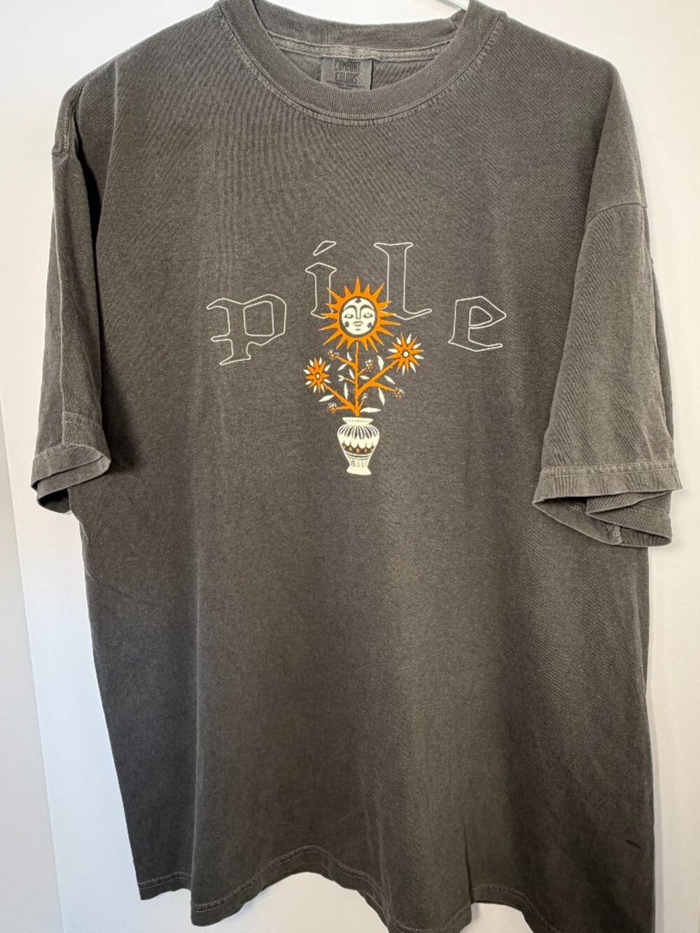 Pile Indie Rock Band Tour T-Shirt Vintage Wash Gray Comfort Colors Size L